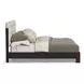 Waterfall Cream and Deep Ebony Performance Fabric Queen Upholstered Panel Bed