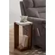 Lincoln Walnut and White Square Stone Top Accent Table