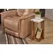 Lincoln Walnut and White Square Stone Top Accent Table