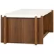 Lincoln White and Walnut Rectangular Stone Top Occasional Table Set with Casters