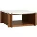 Lincoln White and Walnut Square Stone Top Occasional Table Set with Casters