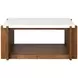 Lincoln White and Walnut Square Stone Top Occasional Table Set with Casters