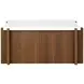 Lincoln White and Walnut Square Stone Top Occasional Table Set with Casters