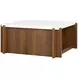 Lincoln White and Walnut Square Stone Top Coffee Table with Casters
