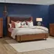 Lincoln Warm Walnut and Rich Brown King Upholstered Platform Bed with USB Charging and LED