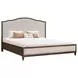 Bellevue Creamy Tan and Whiskey Brown Performance Fabric King Upholstered Platform Bed with Nailhead Trim