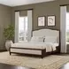 Bellevue Creamy Tan and Whiskey Brown Performance Fabric King Upholstered Platform Bed with Nailhead Trim