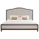 Bellevue Creamy Tan and Whiskey Brown Performance Fabric King Upholstered Platform Bed with Nailhead Trim