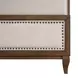 Bellevue Creamy Tan and Whiskey Brown Performance Fabric King Upholstered Platform Bed with Nailhead Trim