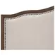 Bellevue Creamy Tan and Whiskey Brown Performance Fabric King Upholstered Platform Bed with Nailhead Trim