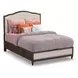 Bellevue Creamy Tan and Whiskey Brown Performance Fabric Queen Upholstered Platform Bed with Nailhead Trim