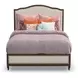 Bellevue Creamy Tan and Whiskey Brown Performance Fabric Queen Upholstered Platform Bed with Nailhead Trim