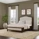 Bellevue Creamy Tan and Whiskey Brown Performance Fabric Queen Upholstered Platform Bed with Nailhead Trim
