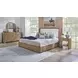 Normandy Cream and Driftwood Performance Fabric King Upholstered Panel Bed