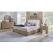 Normandy Cream and Driftwood Performance Fabric King Upholstered Panel Bed