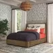 Normandy Cream and Driftwood Performance Fabric Queen Upholstered Panel Bed