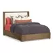 Normandy Cream and Driftwood Performance Fabric Queen Upholstered Storage Panel Bed