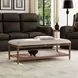 Verona Cream and Medium Brown Performance Fabric Upholstered Rectangular Coffee Table