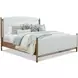 Verona Cream and Medium Brown Performance Fabric King Upholstered Panel Bed
