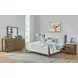 Verona Cream and Medium Brown Performance Fabric King Upholstered Panel Bed