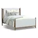 Verona Cream and Medium Brown Performance Fabric Queen Upholstered Panel Bed