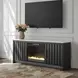 Cadmori Matte Black and White 63" TV Stand with 6 Level Temperature Electric Fireplace