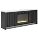 Cadmori Matte Black and White 63" TV Stand with 6 Level Temperature Electric Fireplace