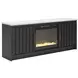Cadmori Matte Black and White 63" TV Stand with 6 Level Temperature Electric Fireplace