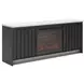 Cadmori Matte Black and White 63" TV Stand with 7 Level Temperature Electric Fireplace