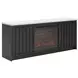 Cadmori Matte Black and White 63" TV Stand with 7 Level Temperature Electric Fireplace