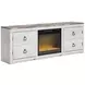 Willowton Whitewash and Brown 63" TV Stand with Electric Fireplace