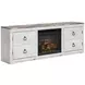 Willowton Whitewash 4 Piece Entertainment Center with Electric Fireplace and LED