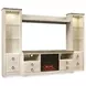 Willowton Whitewash 4 Piece Entertainment Center with Electric Fireplace and LED