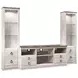 Willowton Whitewash 4 Piece Entertainment Center with Electric Fireplace and LED