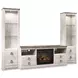 Willowton Whitewash 4 Piece Entertainment Center with Electric Fireplace and LED