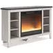 Dorrinson White and Gray 60" TV Stand with Electric Fireplace
