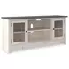 Dorrinson White and Gray 60" TV Stand with Electric Fireplace