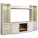 Bellaby Whitewash 4 Piece Entertainment Center with 7 Level Electric Fireplace