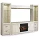 Bellaby Whitewash 4 Piece Entertainment Center with 7 Level Electric Fireplace
