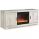 Bellaby Whitewash 63" TV Stand with Electric Fireplace and 2 Doors