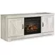 Bellaby Whitewash 63" TV Stand with Electric Fireplace and 2 Doors