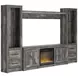 Wynnlow Gray 63" TV Stand with Electric Fireplace and 2 Doors