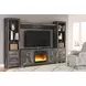 Wynnlow Gray 63" TV Stand with Electric Fireplace and 2 Doors