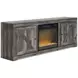 Wynnlow Gray 63" TV Stand with Electric Fireplace and 2 Doors