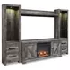 Wynnlow Gray 63" TV Stand with Electric Fireplace and 2 Doors
