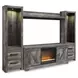 Wynnlow Gray 63" TV Stand with Electric Fireplace and 2 Doors