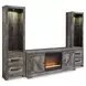 Wynnlow Gray 63" TV Stand with Electric Fireplace and 2 Doors