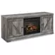 Wynnlow Gray 63" TV Stand with Electric Fireplace and 2 Doors