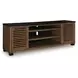 Kallari Warm Brown and Black 84" TV Stand with Electric Fireplace