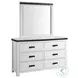 Montauk Modern White 6 Drawer Youth Dresser And Mirror